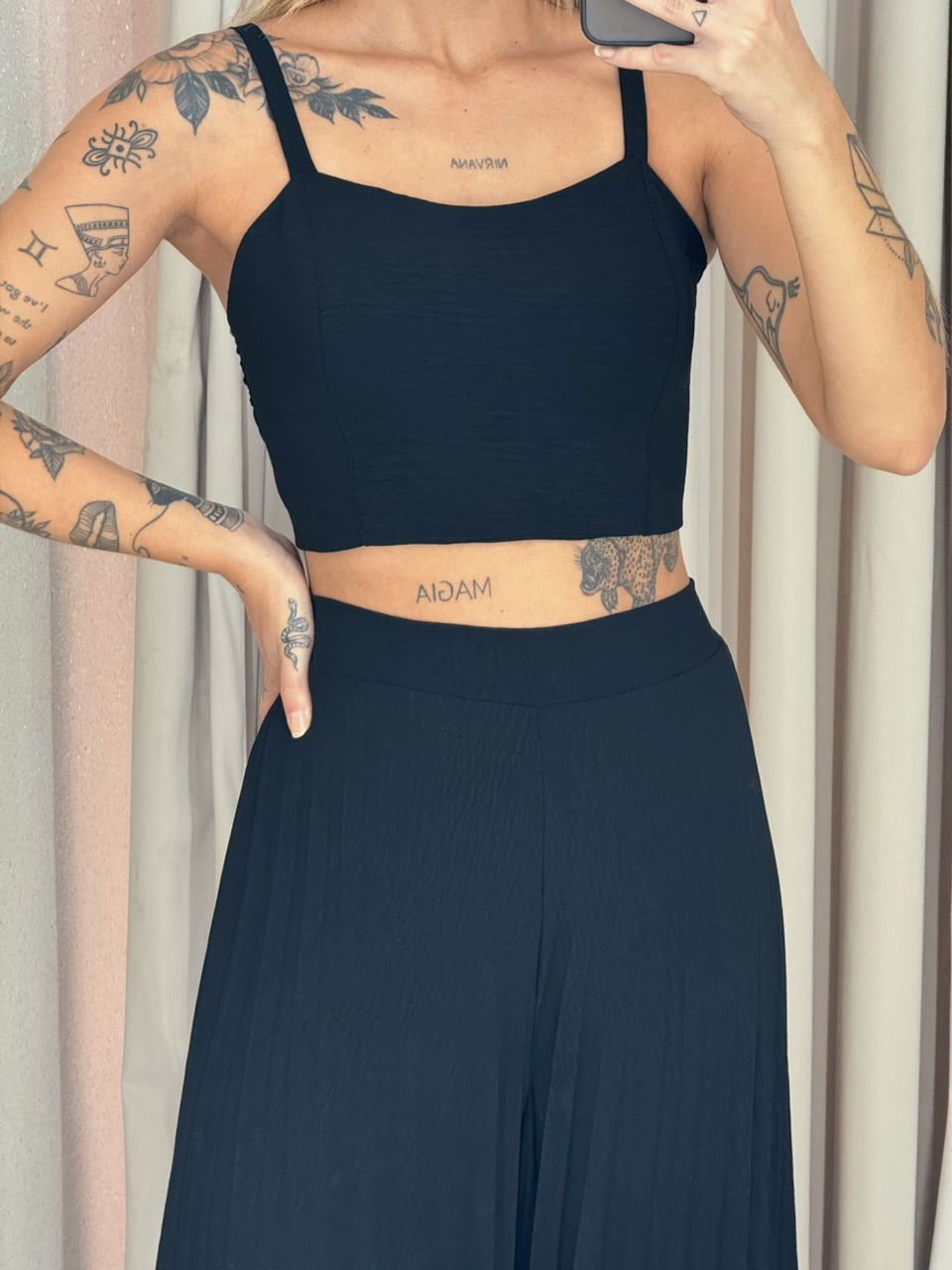 CONJUNTO FRANCINI PLISSADO PRETO