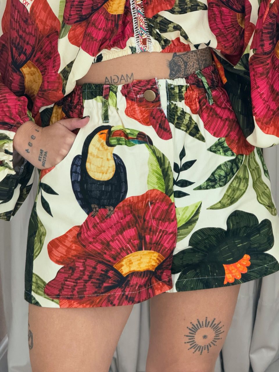 SHORT LORENA ESTAMPADO OFF - 0060540048 - CAROLLA FERRARO