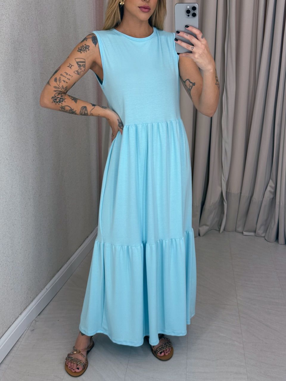 VESTIDO GILDA CAVADO azul