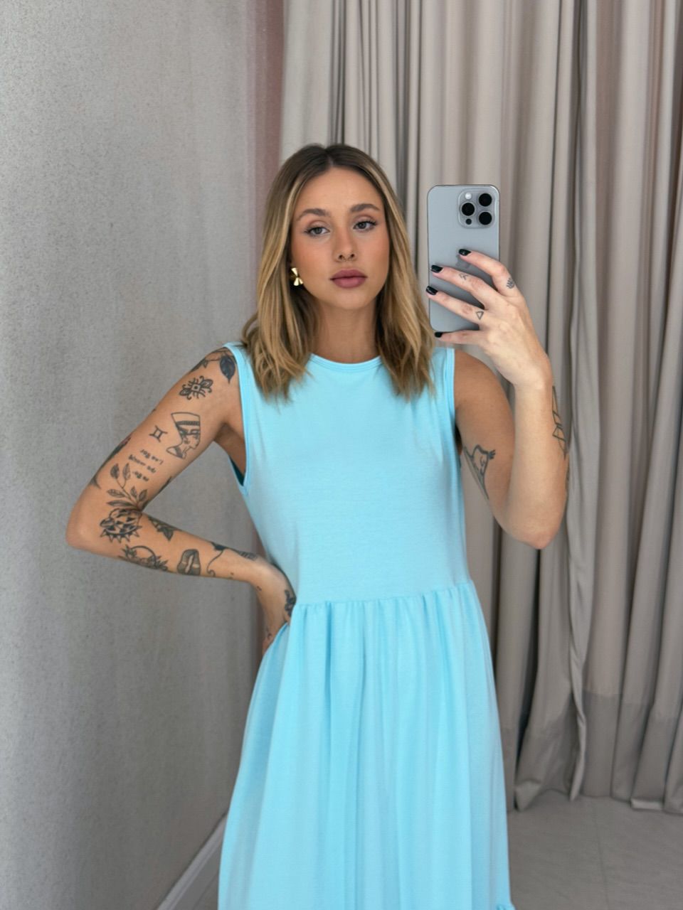 VESTIDO GILDA CAVADO azul