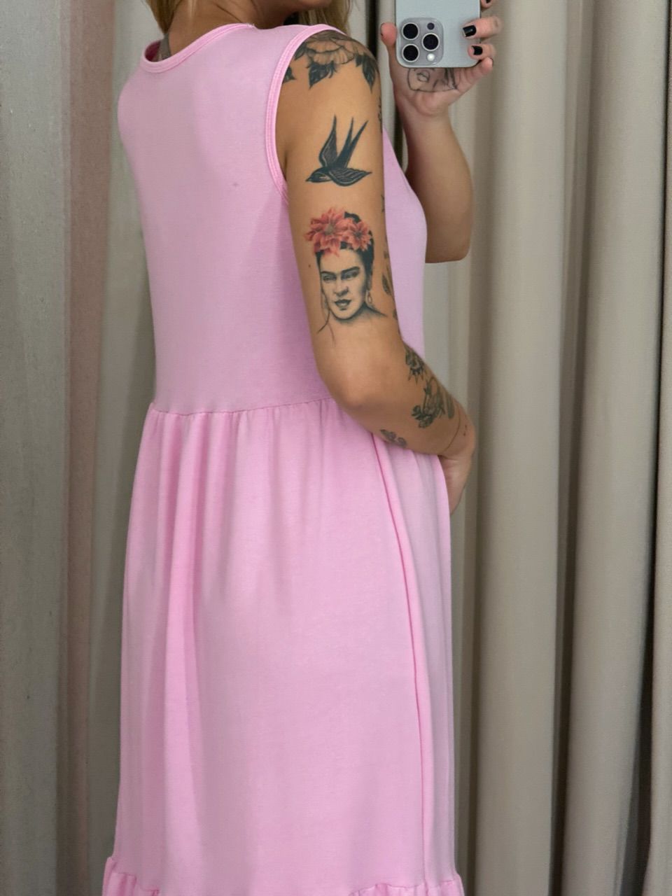 VESTIDO GILDA CAVADO Rosa Claro