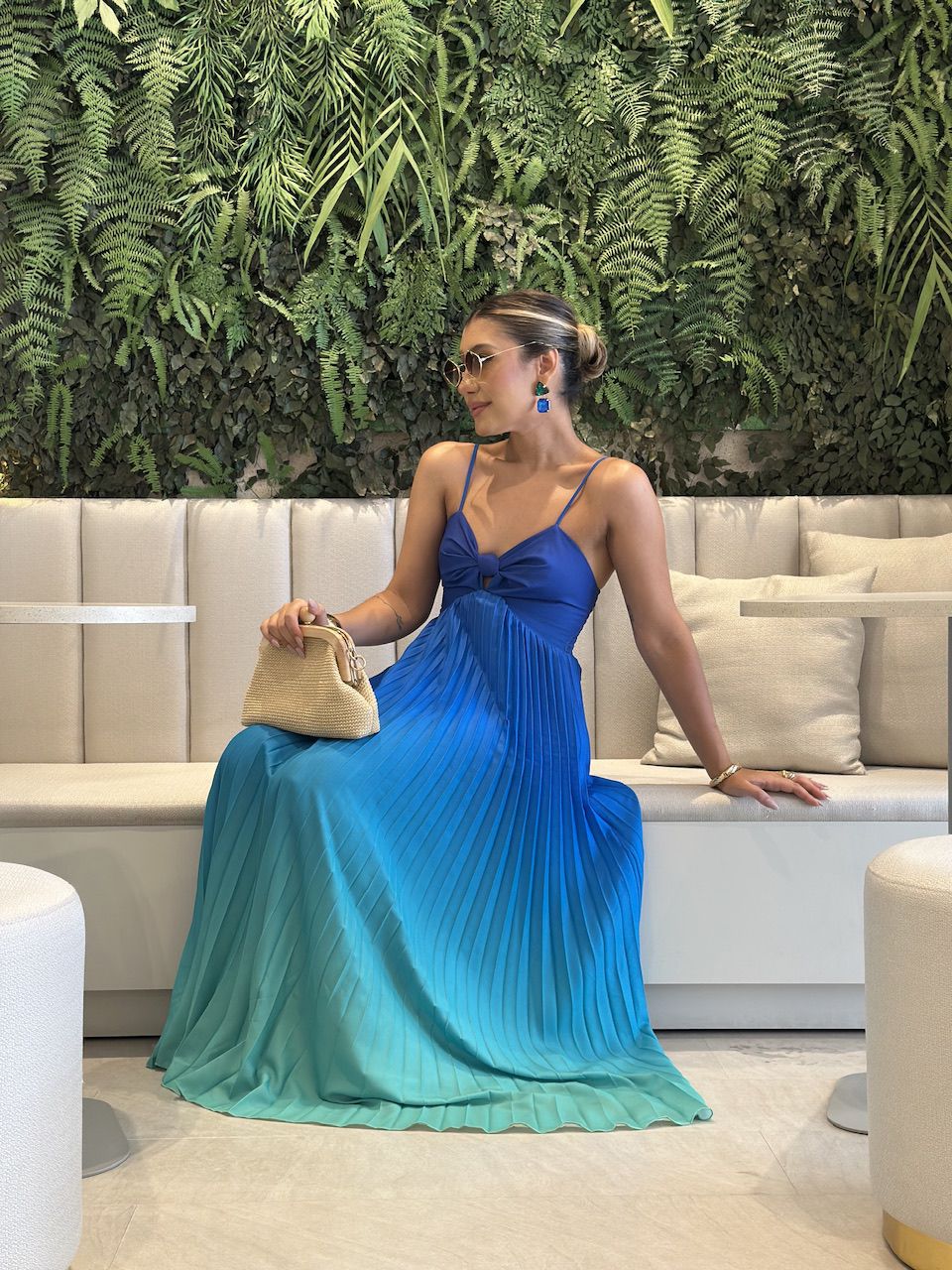 VESTIDO NORONHA PLISSADO azul