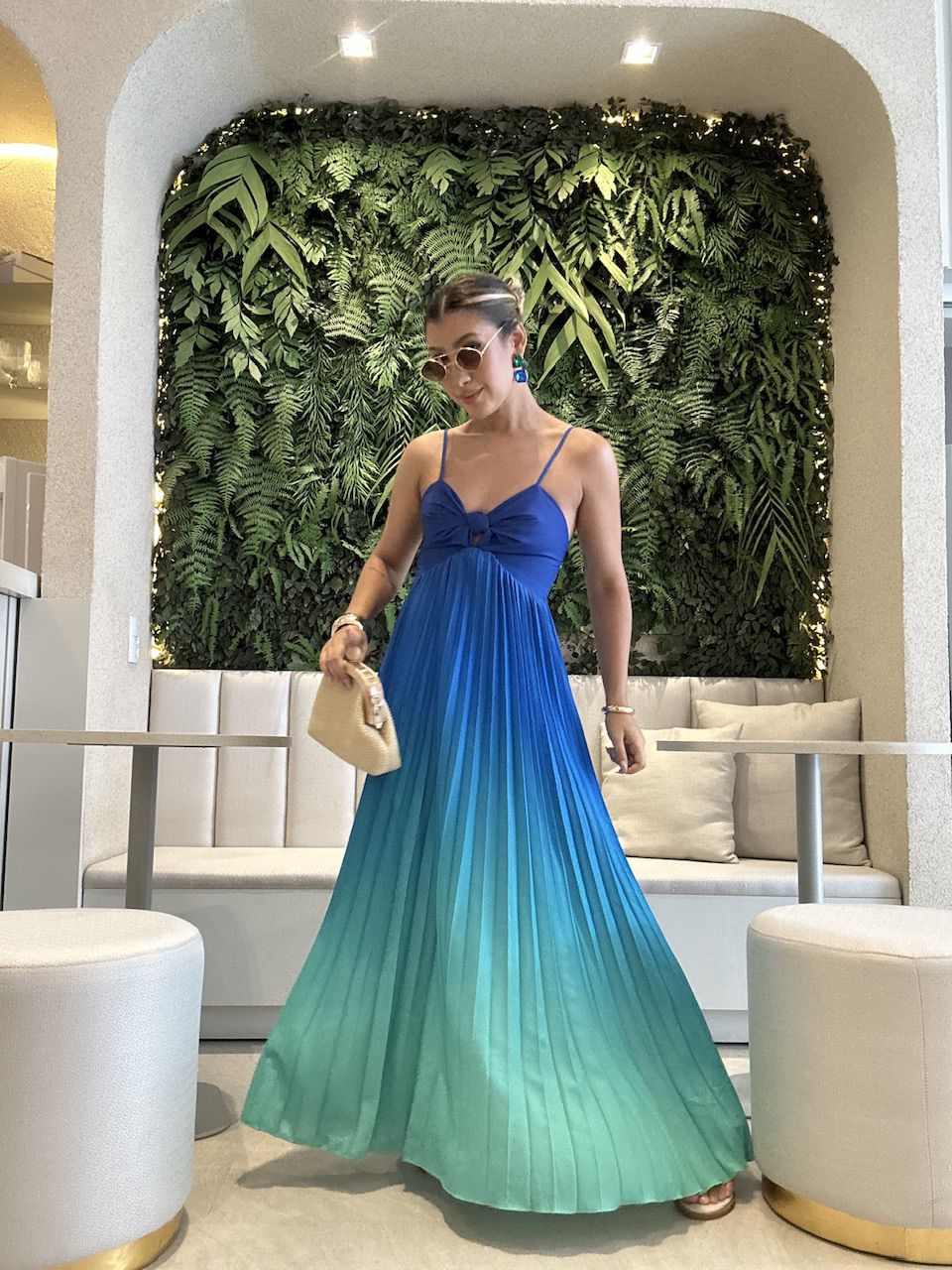 VESTIDO NORONHA PLISSADO azul - 0060610109 - CAROLLA FERRARO