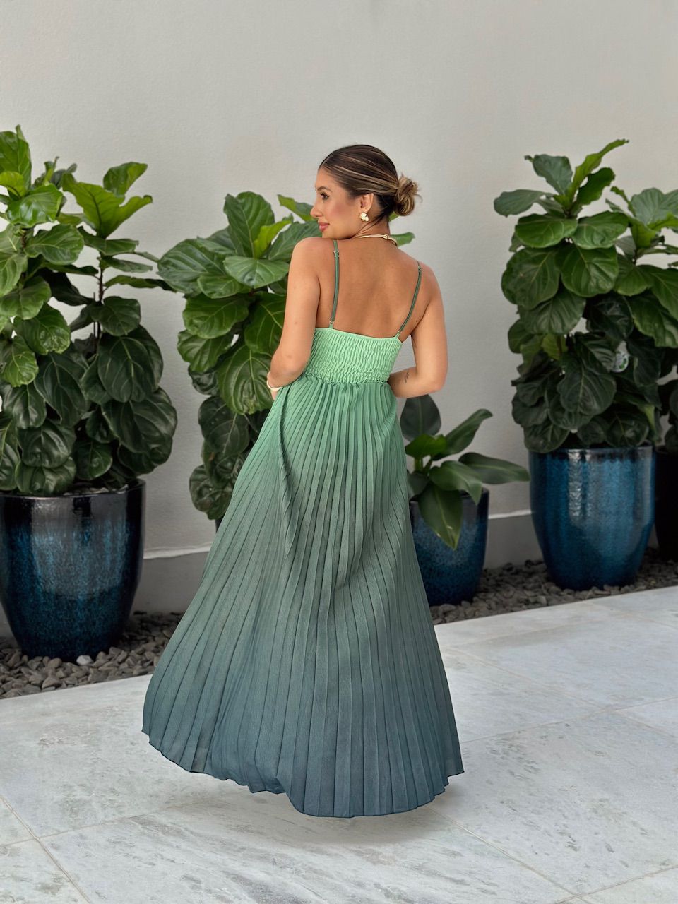 VESTIDO NORONHA PLISSADO VERDE/VERDE