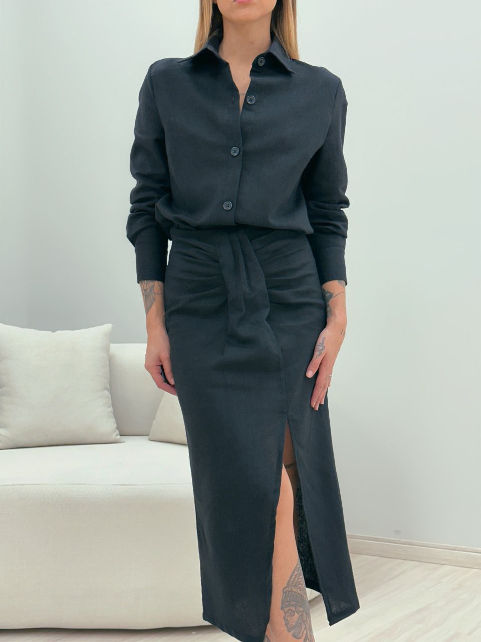 CONJUNTO OLÍVIA SAIA CAMISA PRETO