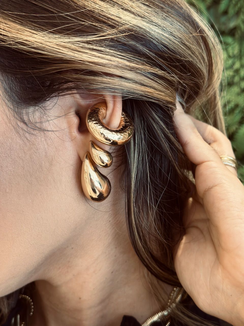 TRIO DE BRINCO GOTA DOURADO