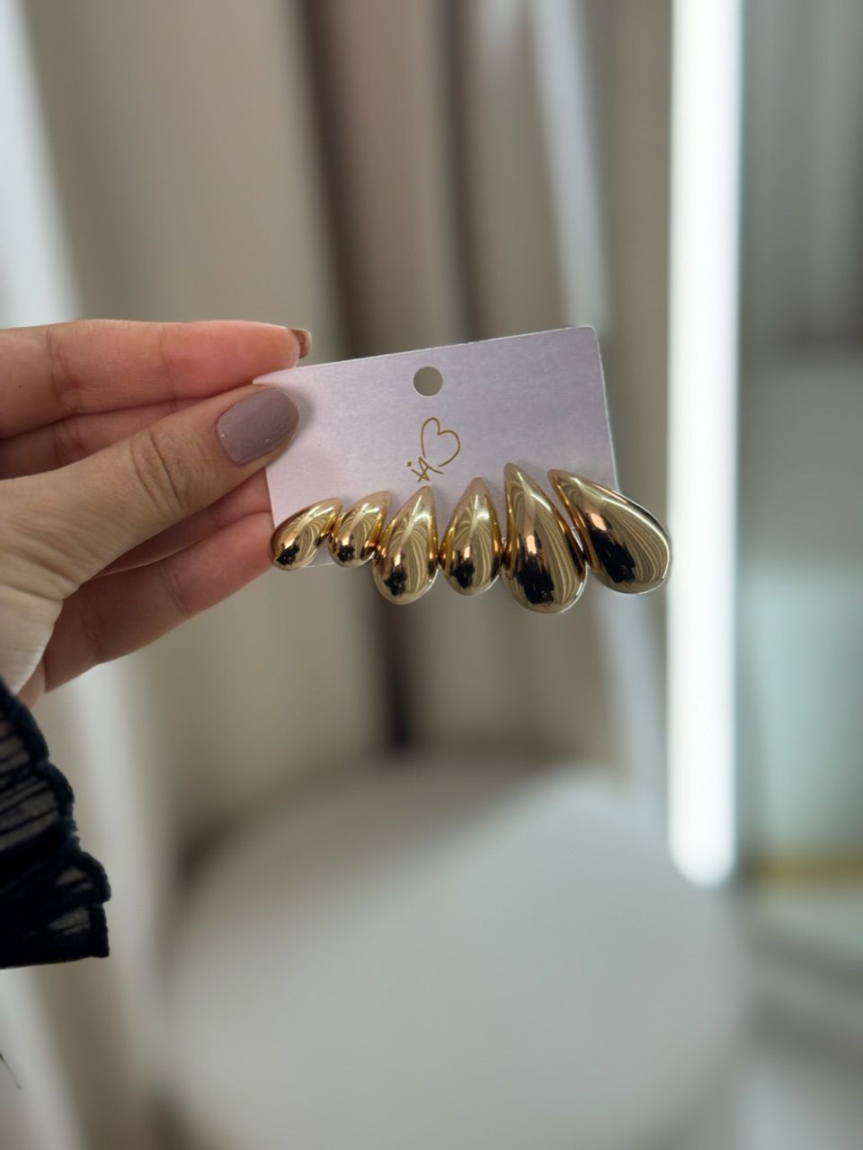 TRIO DE BRINCO GOTA DOURADO