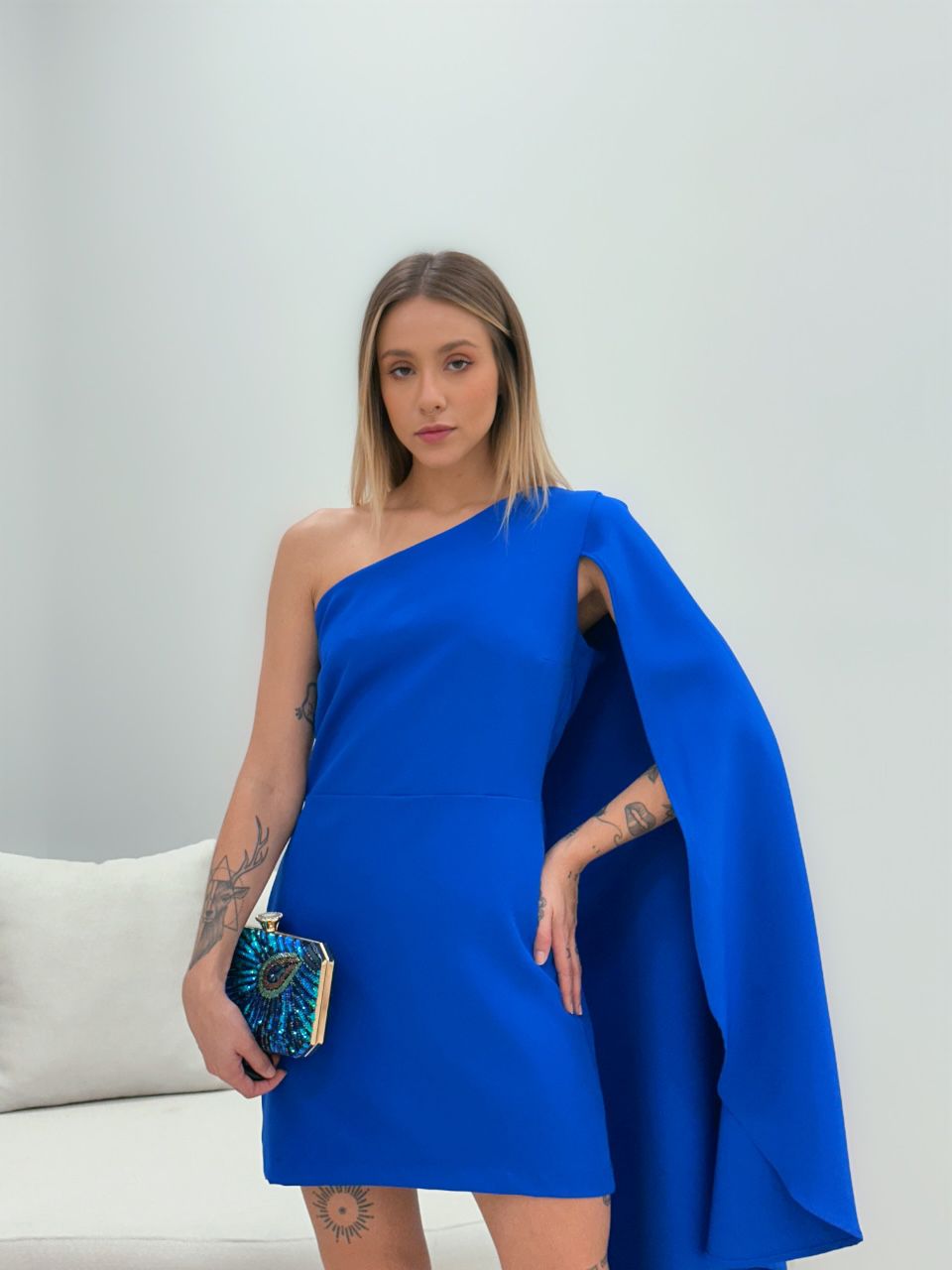 VESTIDO BEATRIZ NULA MANGA AZUL