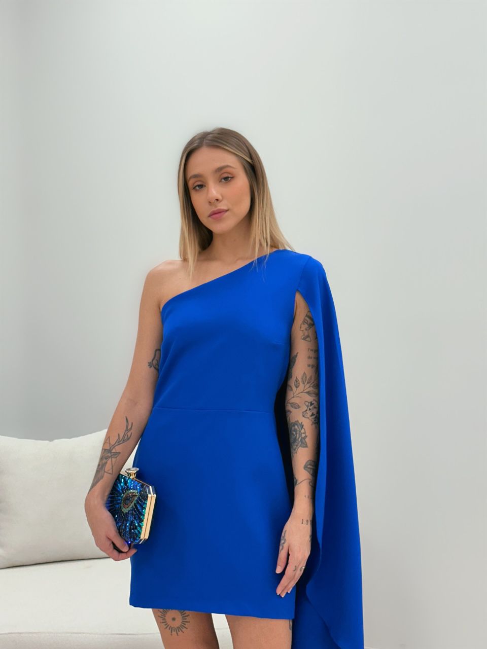 VESTIDO BEATRIZ NULA MANGA AZUL