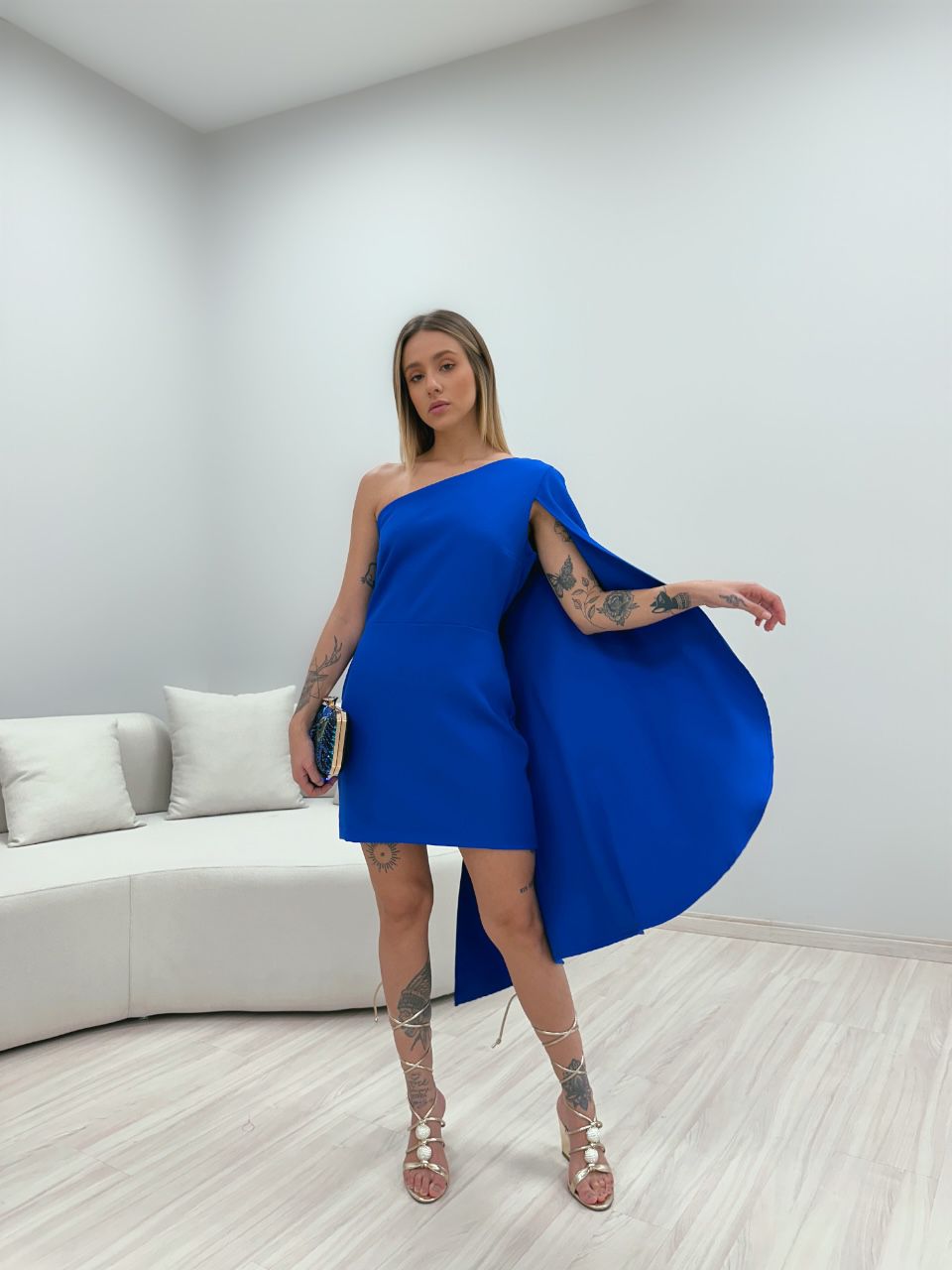 VESTIDO BEATRIZ NULA MANGA AZUL