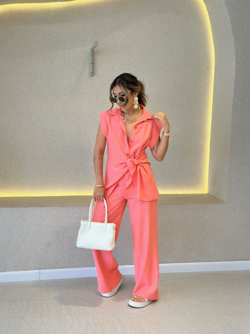 CONJUNTO BERENICE Calça Goiaba - 0061570073 - CAROLLA FERRARO