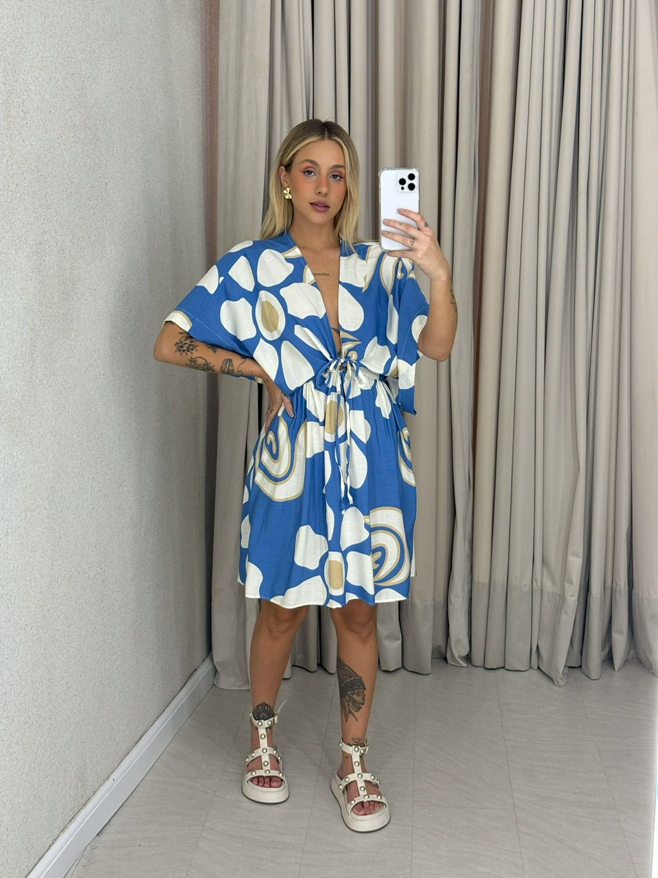 VESTIDO ANTONIA CURTO AZUL - 0061760109 - CAROLLA FERRARO