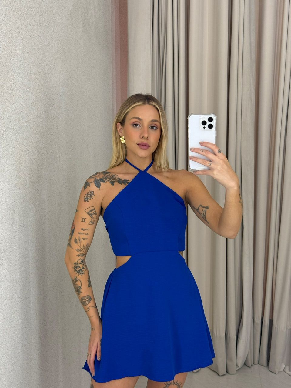 VESTIDO ELISE COSTAS ABERTAS AZUL BIC