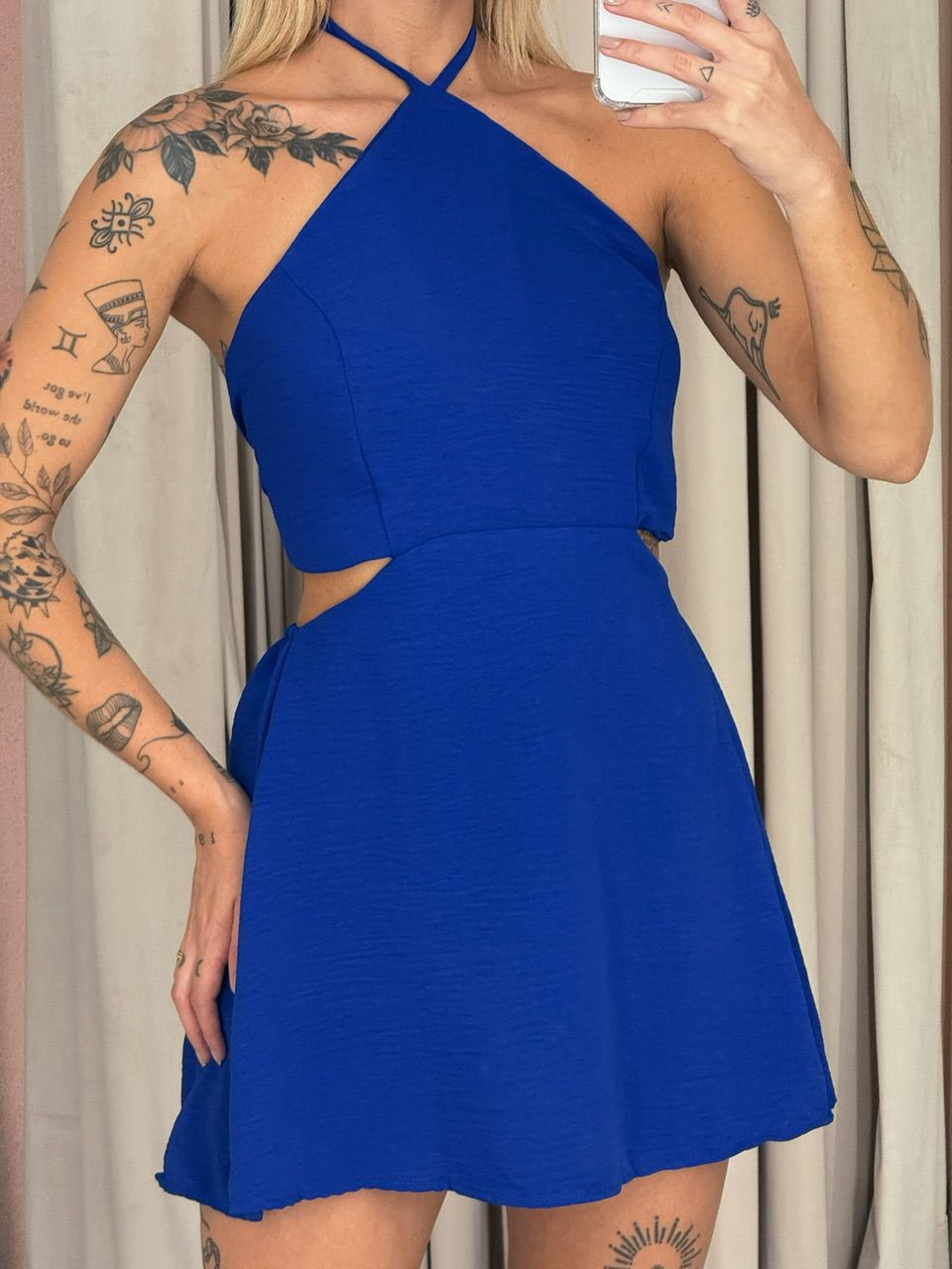 VESTIDO ELISE COSTAS ABERTAS AZUL BIC