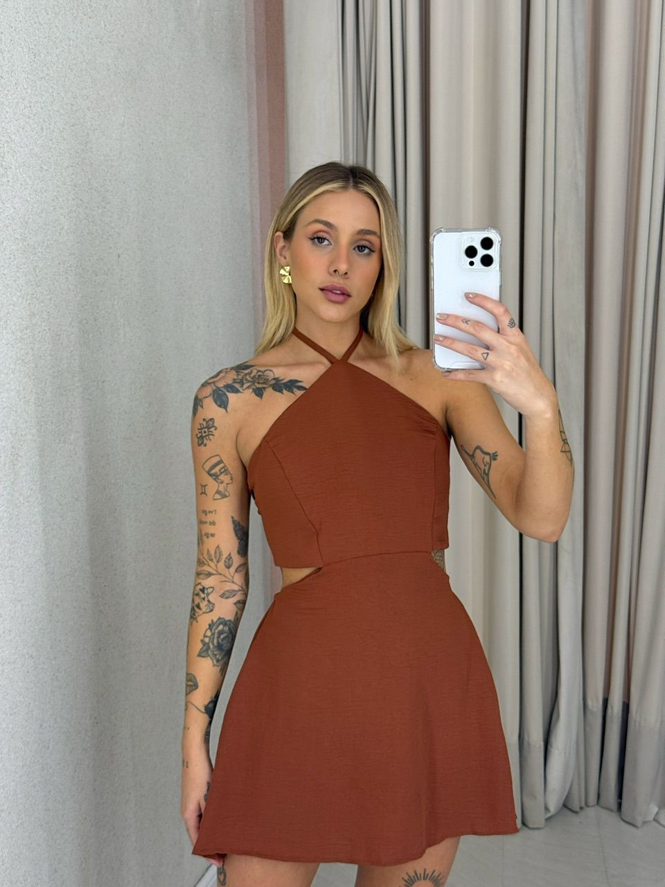VESTIDO ELISE COSTAS ABERTAS TERRA COTA 