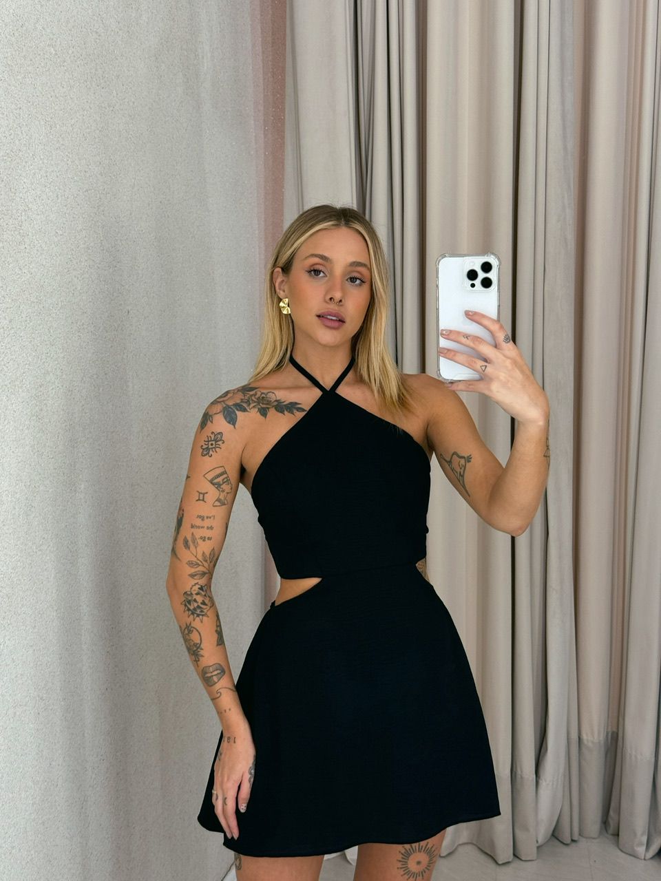VESTIDO ELISE COSTAS ABERTAS PRETO