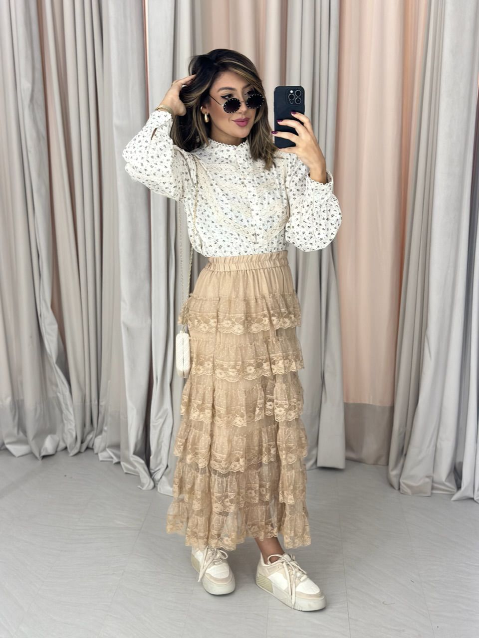 CAMISA BIA FLORAL MARROM