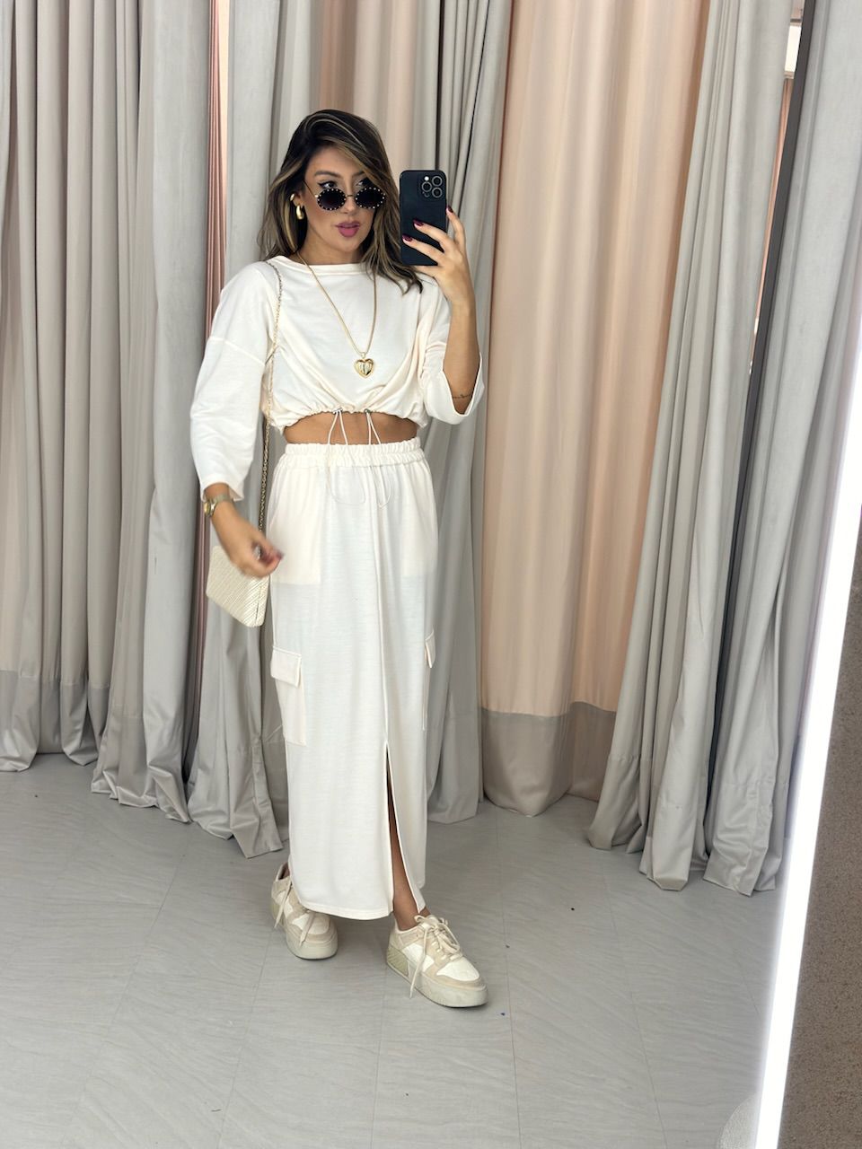 CONJUNTO MOLETINHO SAIA MARFIM