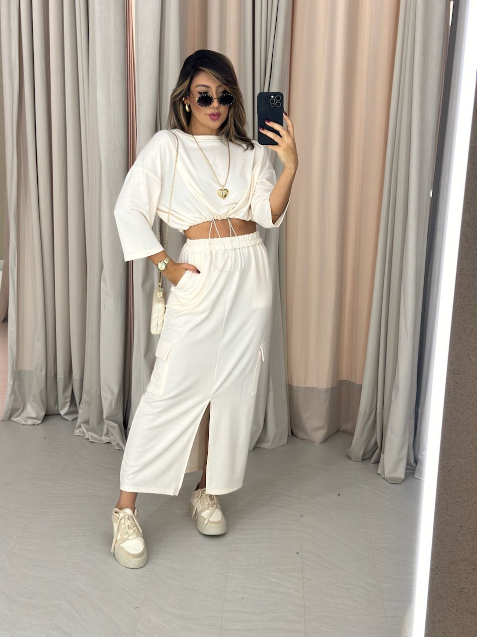 CONJUNTO MOLETINHO SAIA MARFIM