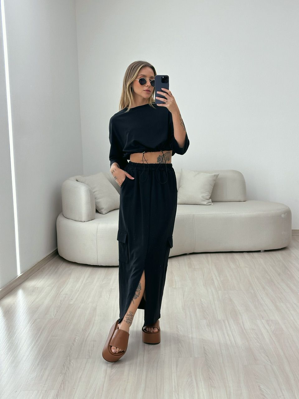 CONJUNTO MOLETINHO SAIA PRETO - 0050220032 - CAROLLA FERRARO
