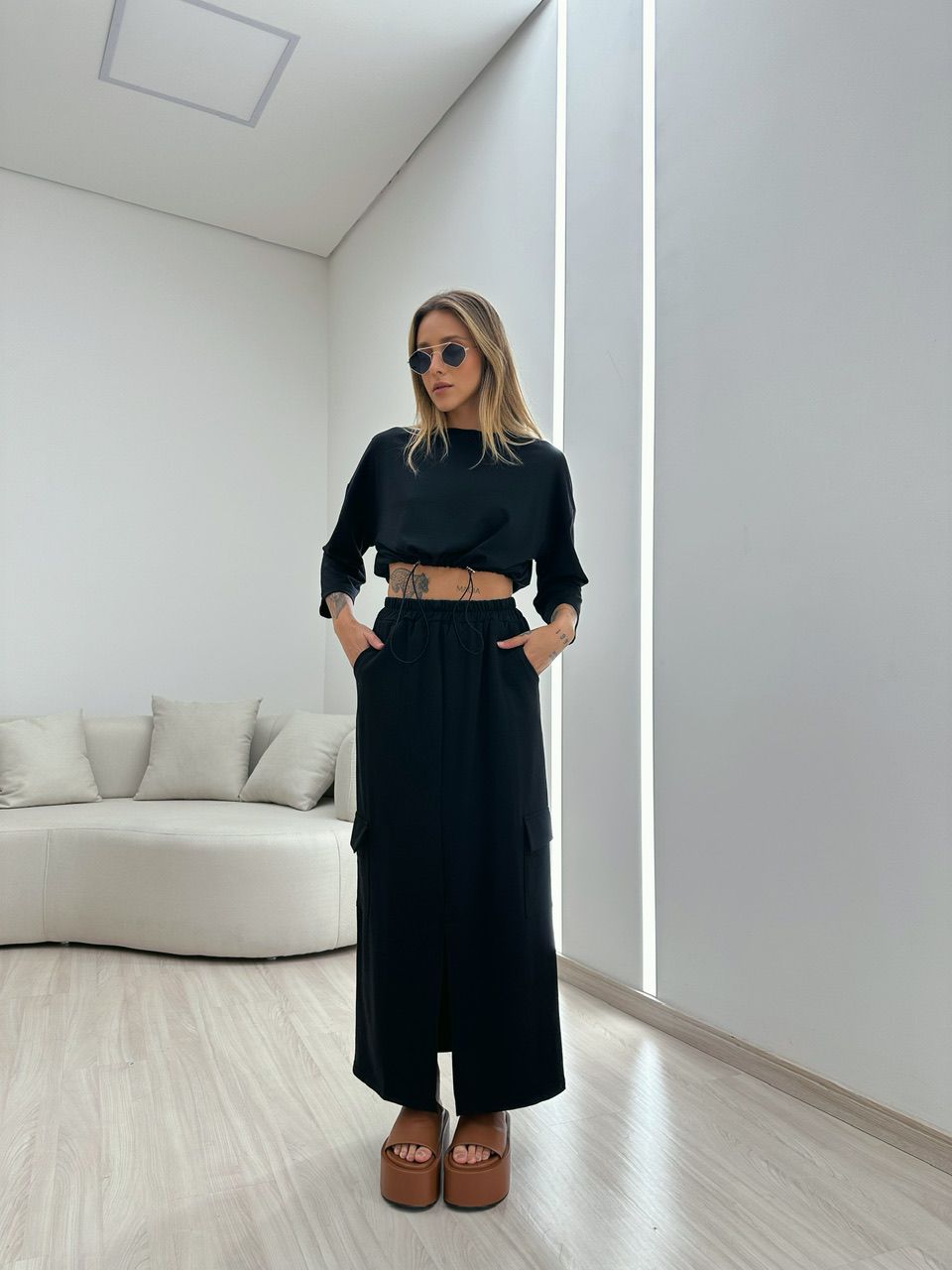 CONJUNTO MOLETINHO SAIA PRETO