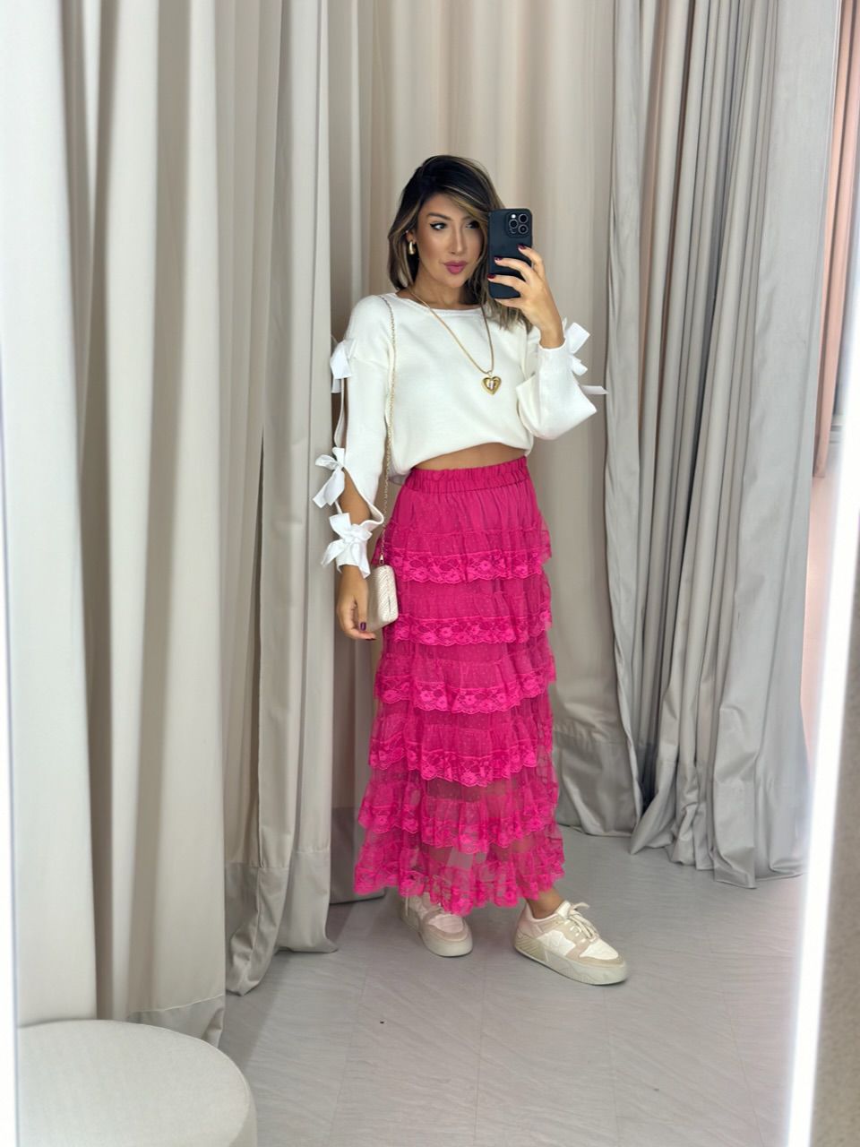 SAIA LONGUETE RENDA PINK