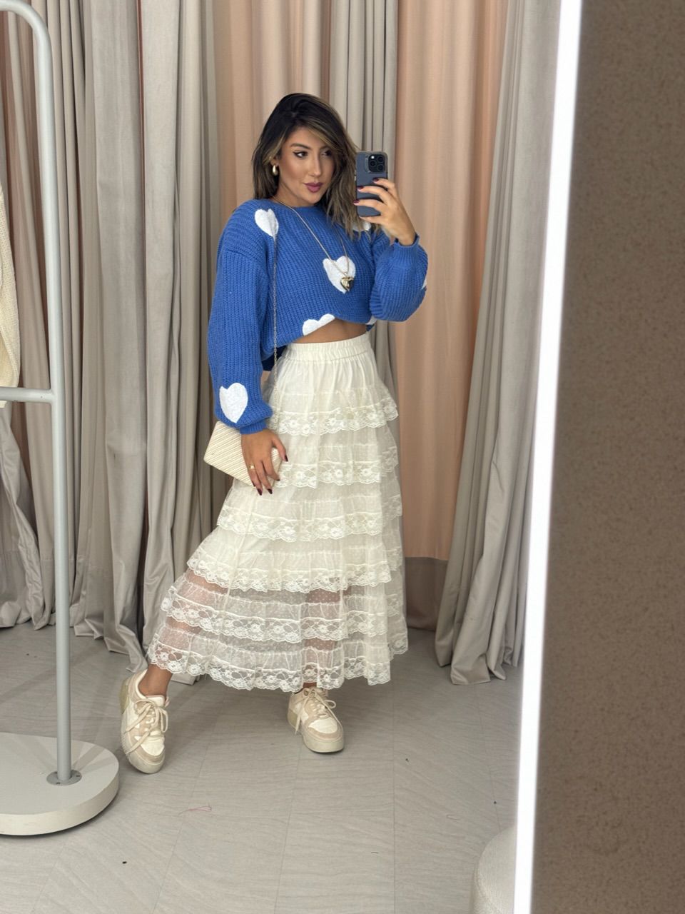 TRICOT CORAÇÕES AZUL