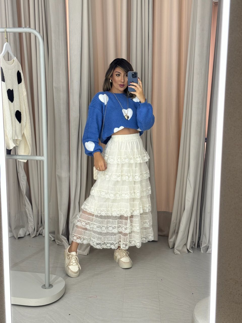TRICOT CORAÇÕES AZUL