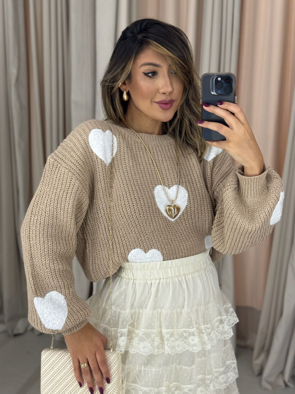 TRICOT CORAÇÕES NUDE - 0050240049 - CAROLLA FERRARO