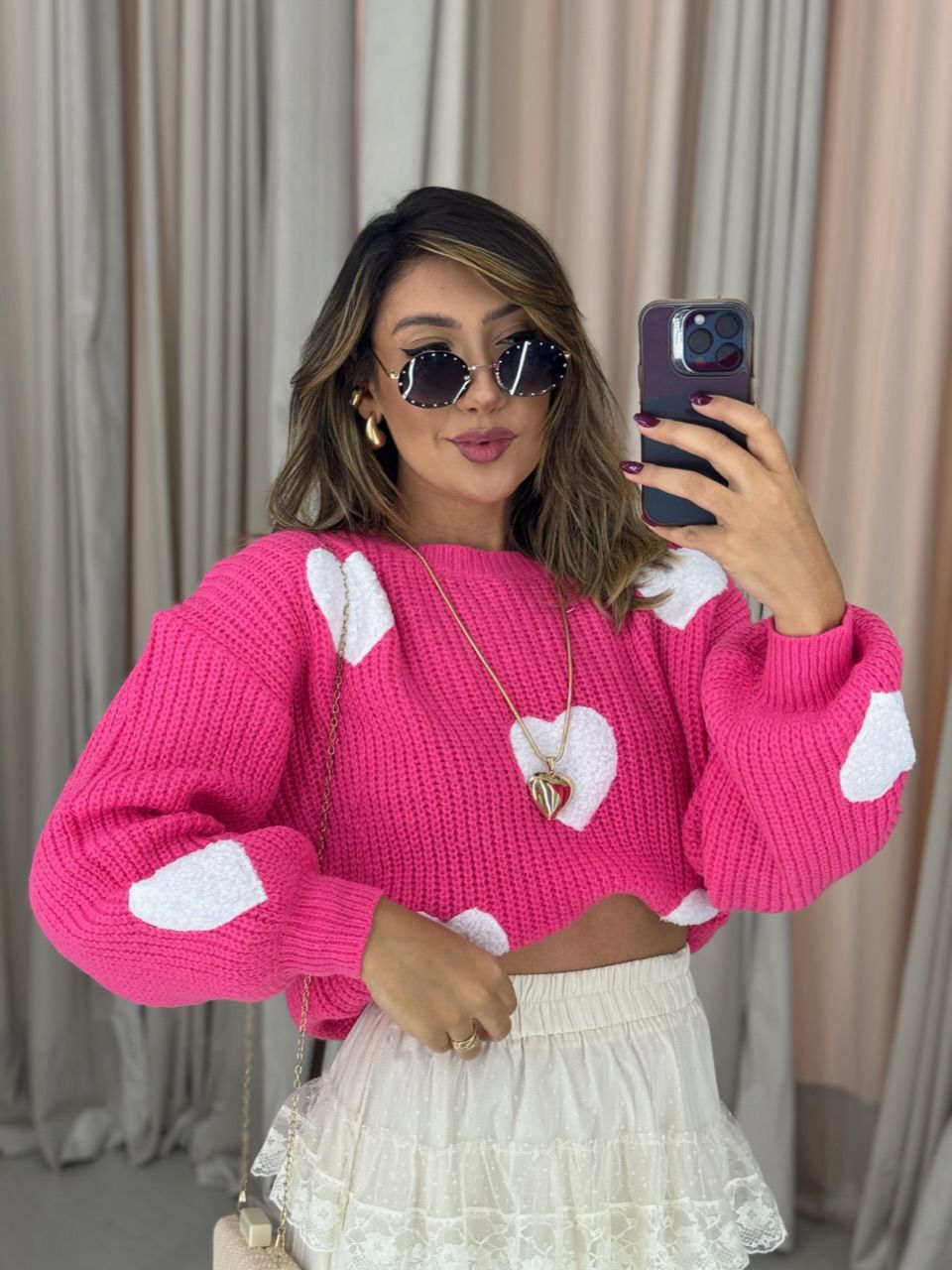 TRICOT CORAÇÕES PINK - 0050240037 - CAROLLA FERRARO