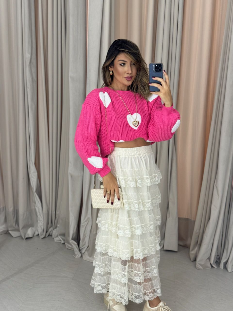 TRICOT CORAÇÕES PINK