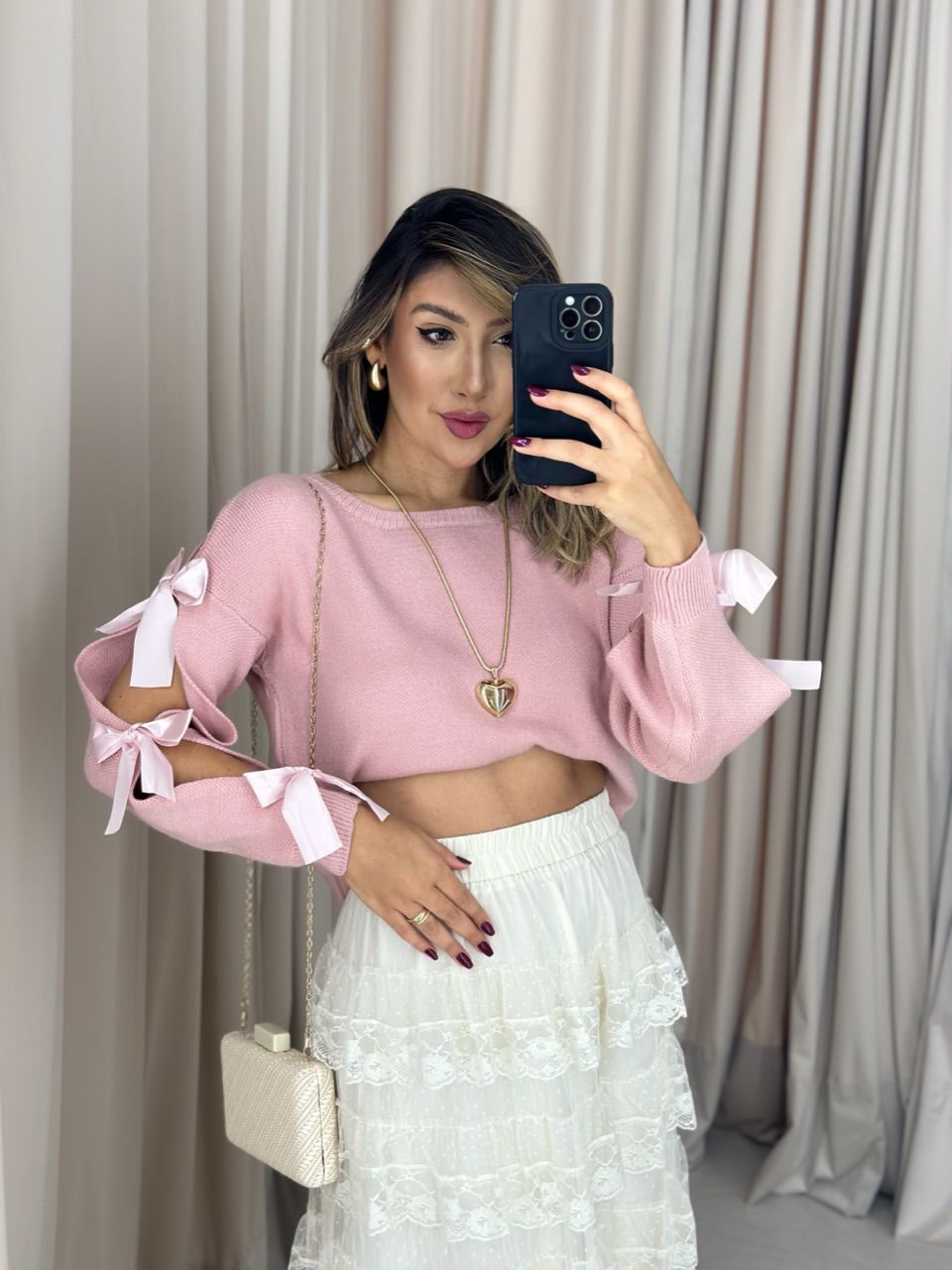 TRICOT LAÇOS ROSÊ