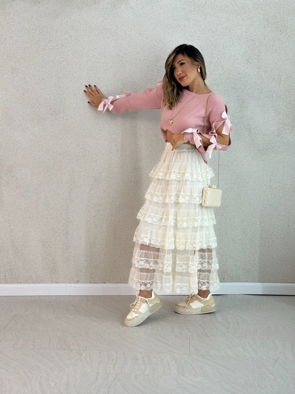 TRICOT LAÇOS ROSÊ