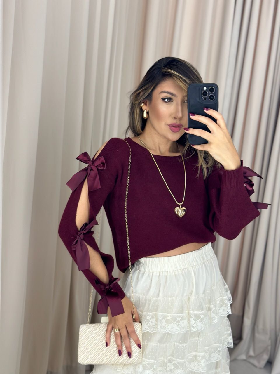 TRICOT LAÇOS VINHO