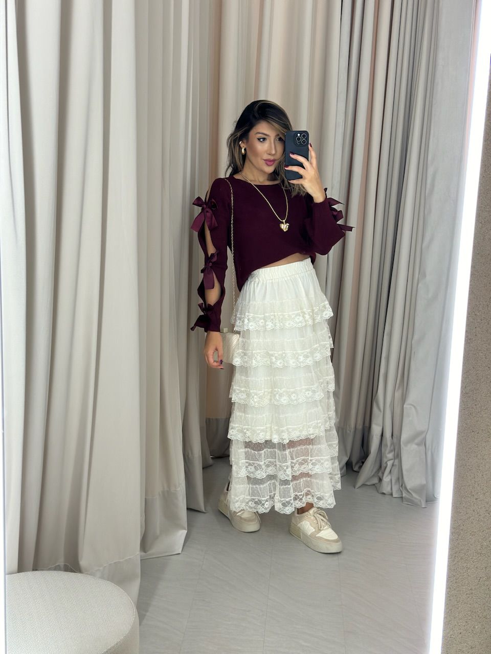 TRICOT LAÇOS VINHO
