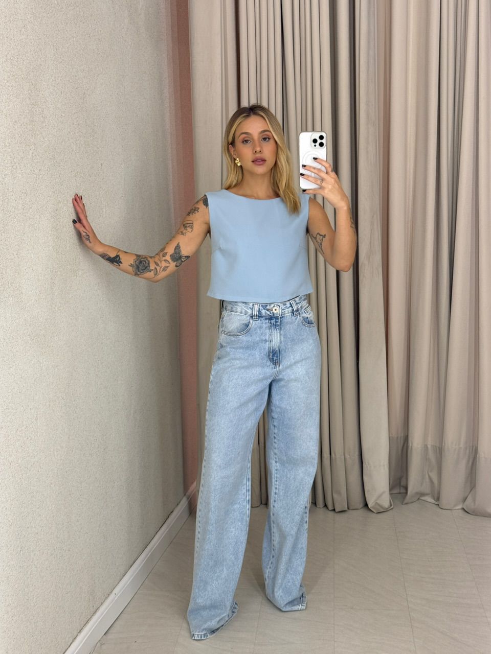 BLUSA JUNIA AMARRAÇÃO AZUL