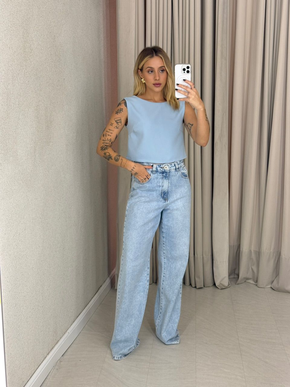 BLUSA JUNIA AMARRAÇÃO AZUL