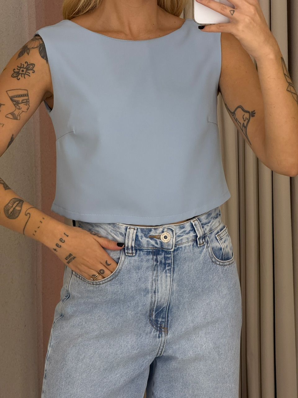 BLUSA JUNIA AMARRAÇÃO AZUL