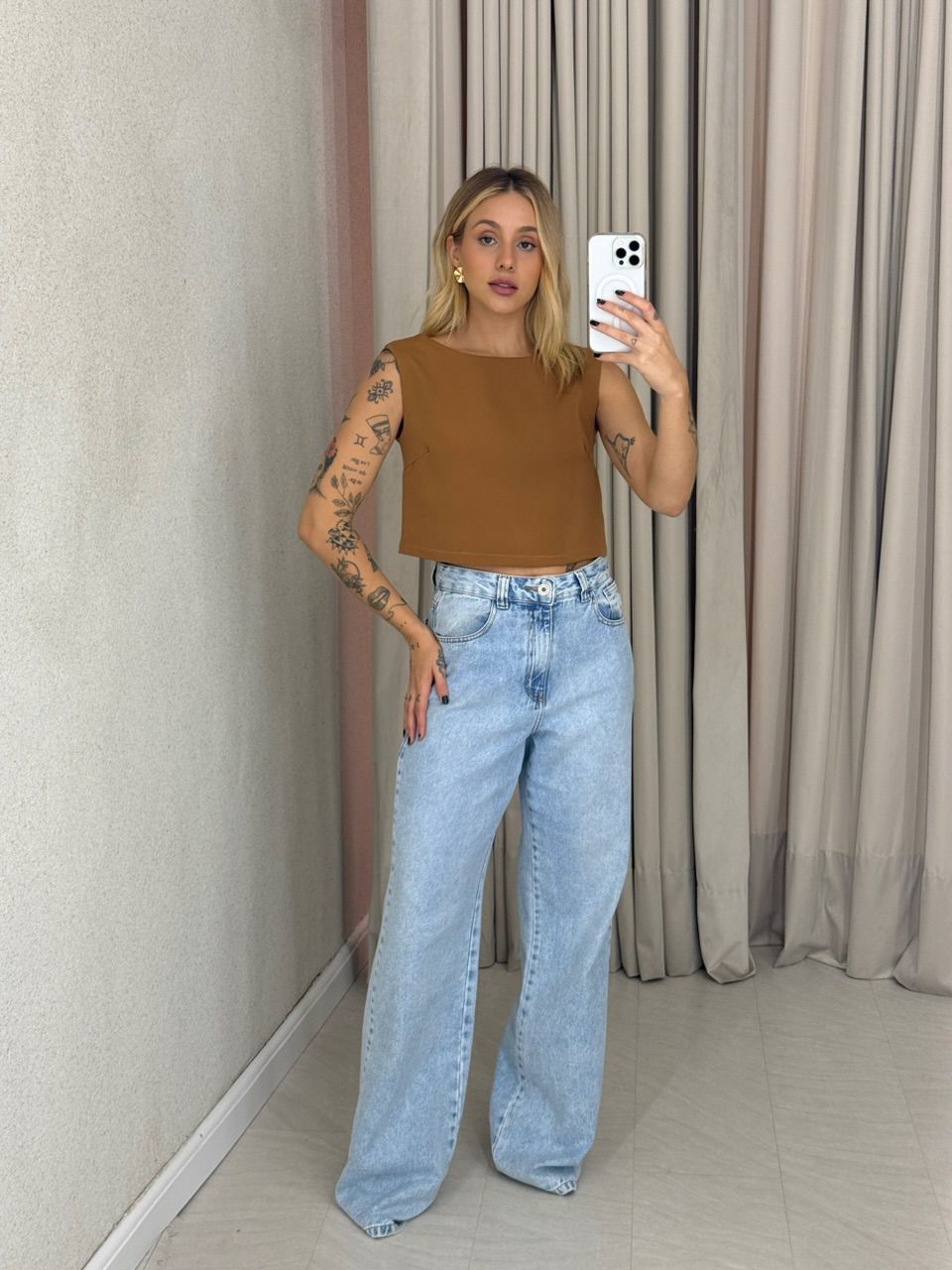 BLUSA JUNIA AMARRAÇÃO MARROM
