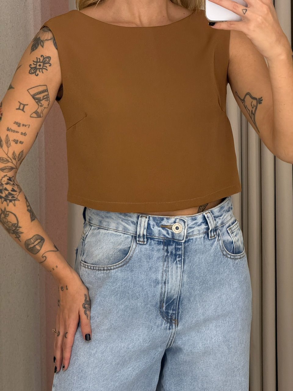 BLUSA JUNIA AMARRAÇÃO MARROM
