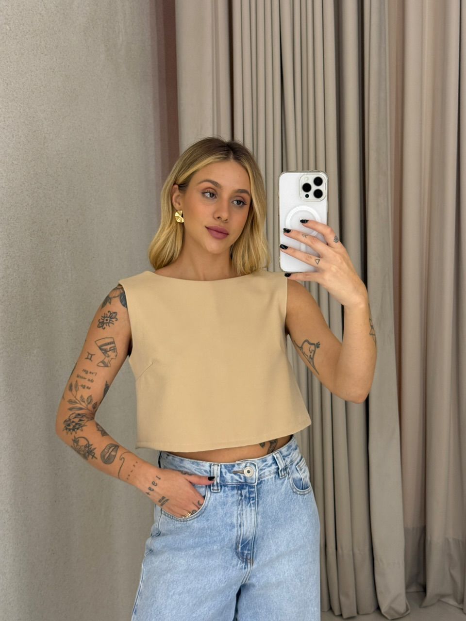 BLUSA JUNIA AMARRAÇÃO NUDE - 0062760049 - CAROLLA FERRARO