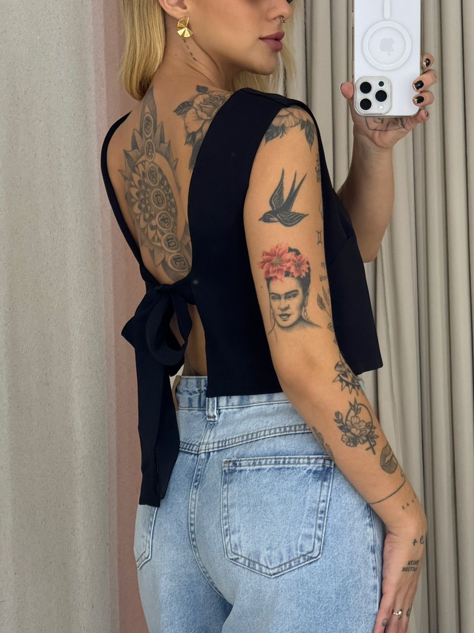 BLUSA JUNIA AMARRAÇÃO PRETA