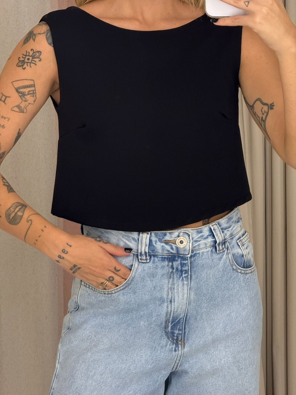 BLUSA JUNIA AMARRAÇÃO PRETA