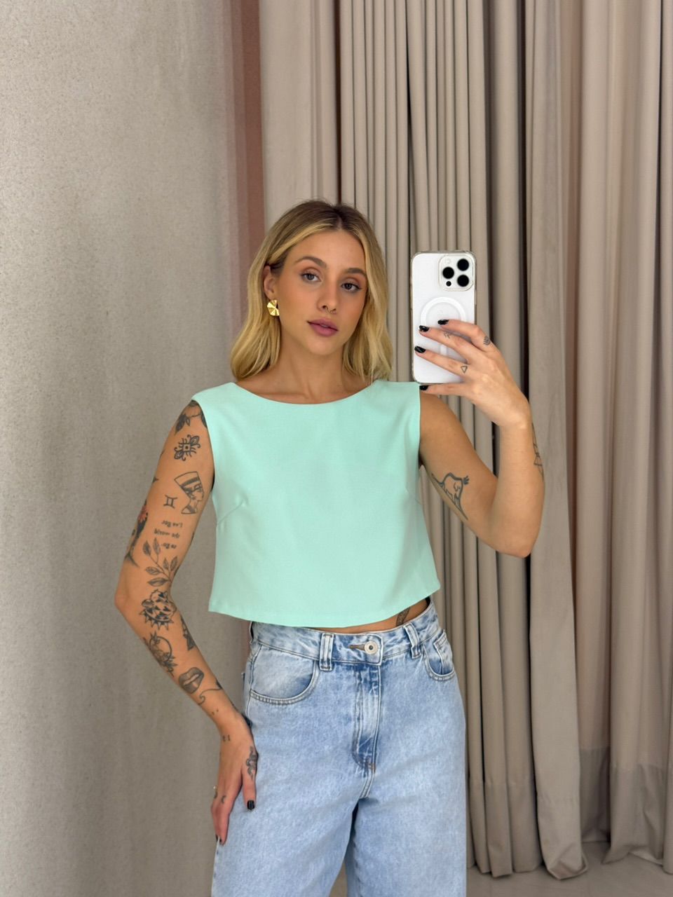 BLUSA JUNIA AMARRAÇÃO VERDE - 0062760014 - CAROLLA FERRARO
