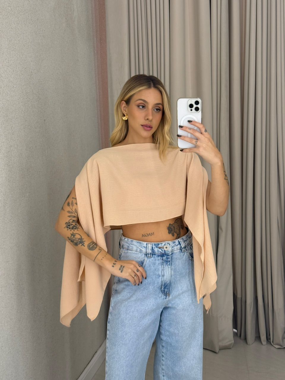 CROPPED ELENA TOP AREIA - 0061910110 - CAROLLA FERRARO