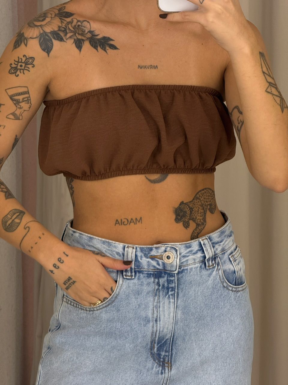 CROPPED ELENA TOP MARROM