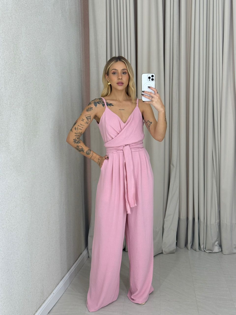 MACACÃO DAYANA AMARRAÇÃO Rosa - 0062780031 - CAROLLA FERRARO