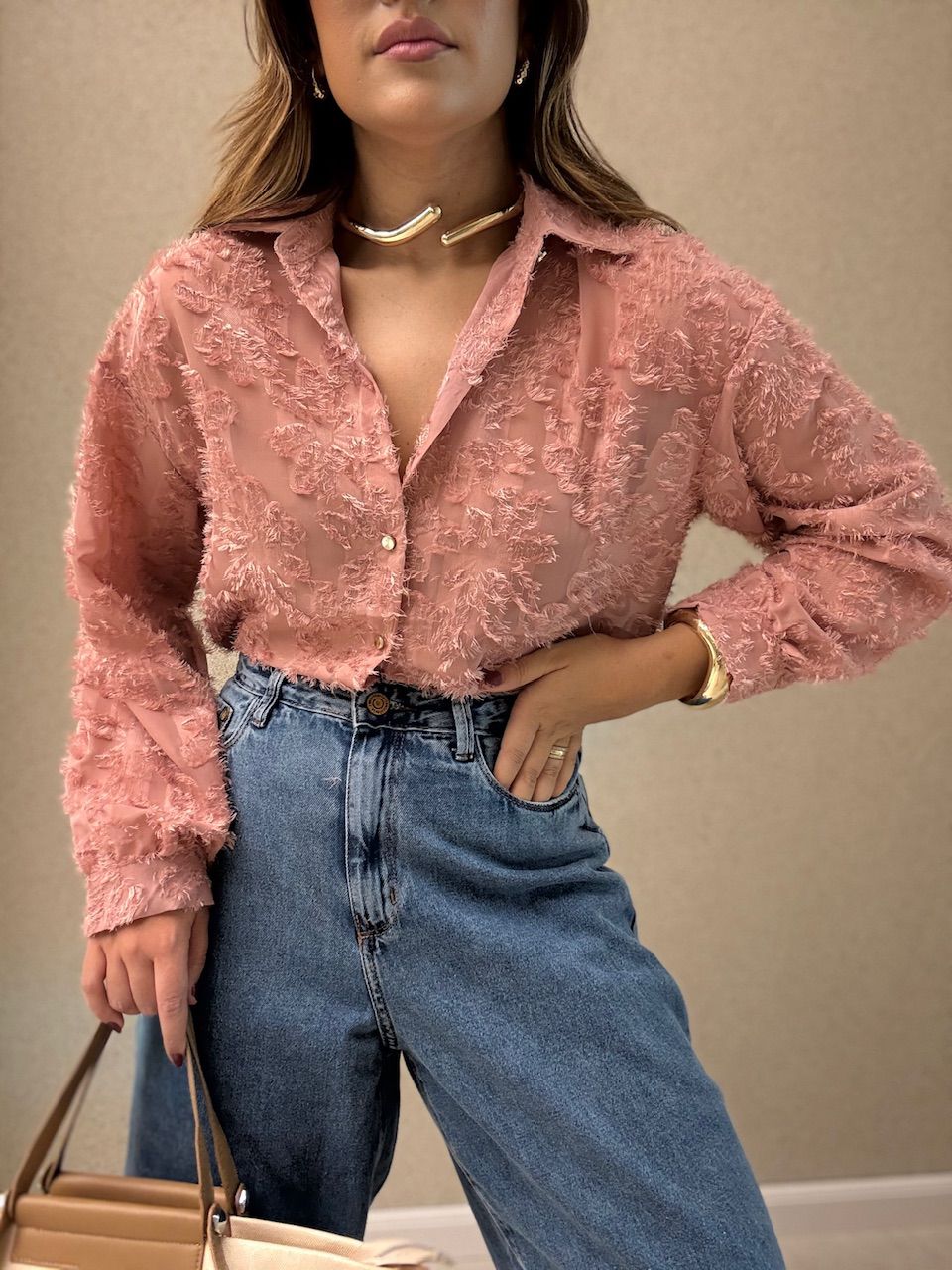 CAMISA TAMARA JACQUARD ROSE