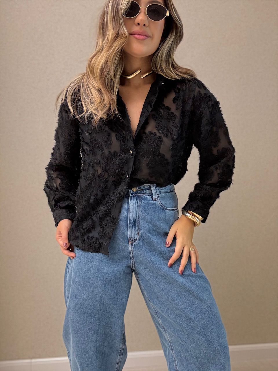 CAMISA TAMARA JACQUARD PRETA