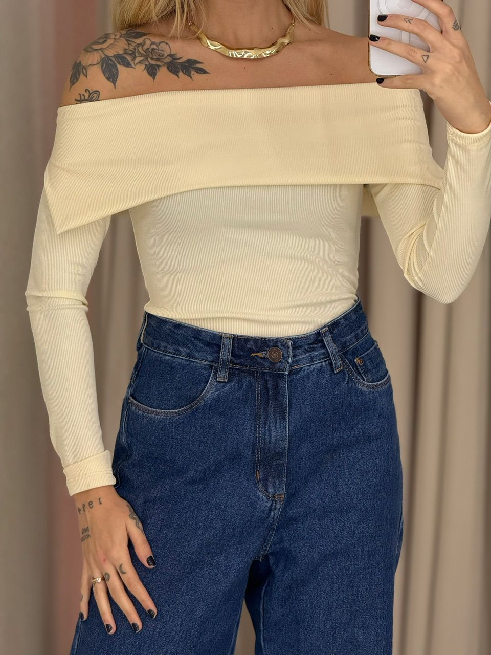 BLUSA CARMEN OMBRO A OMBRO MARFIM